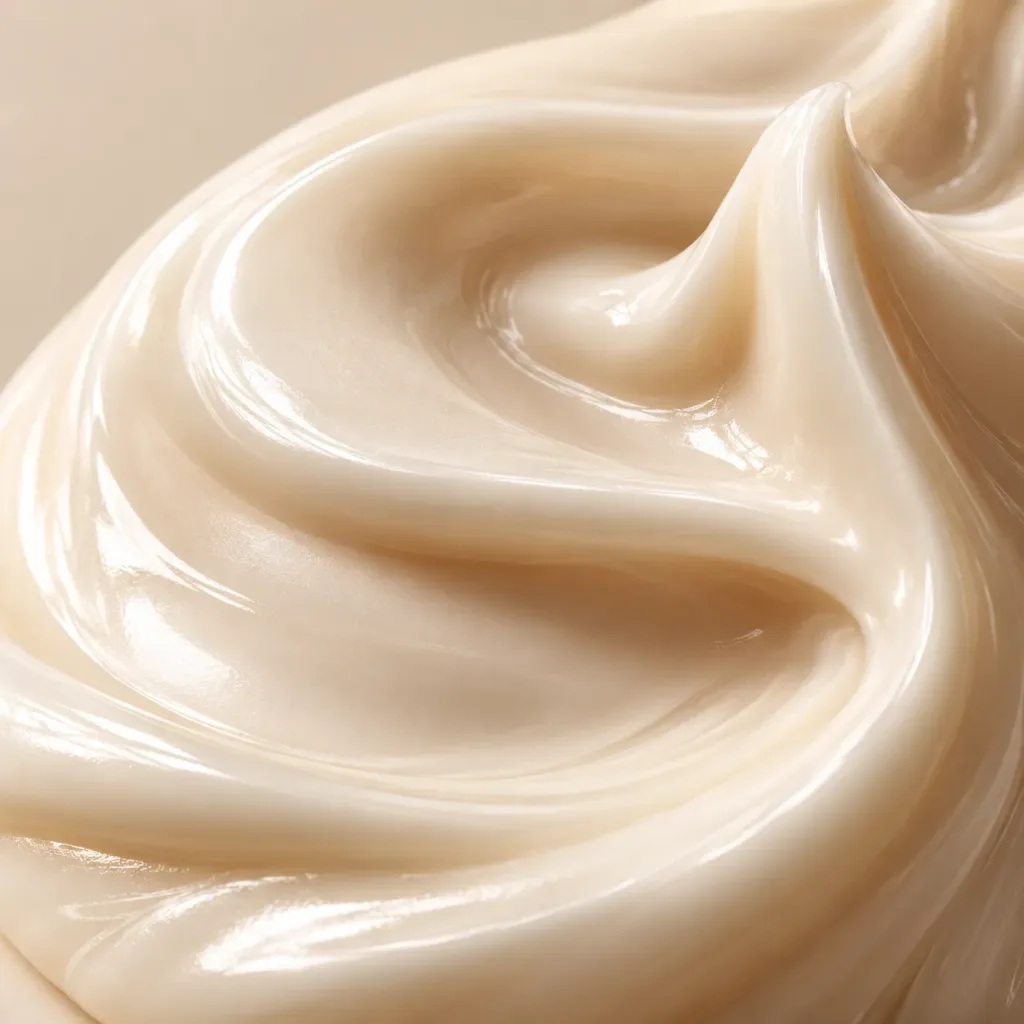 Remolino de crema capilar de textura sedosa y tono perlado.