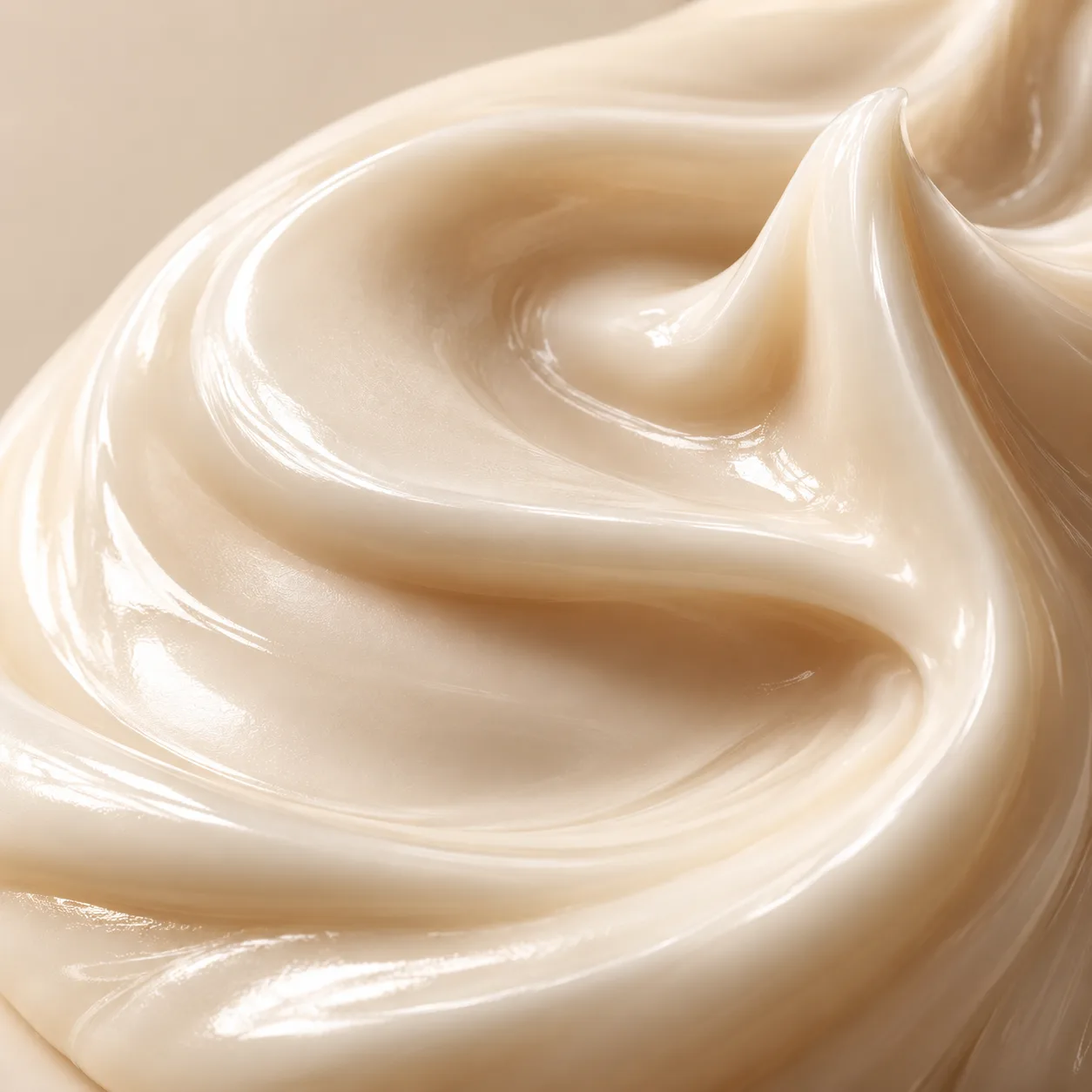 Remolino de crema capilar de textura sedosa y tono perlado.